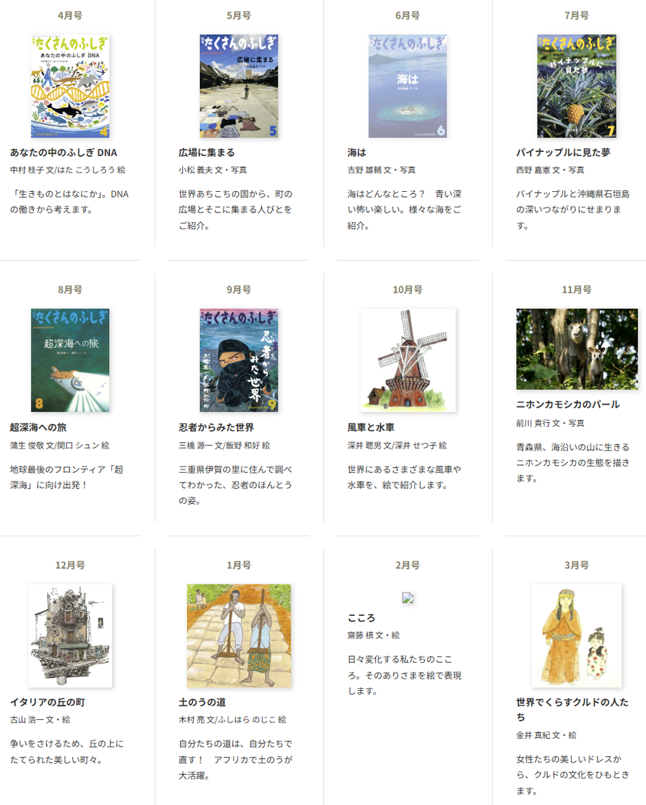 たくさんのふしぎ 小学校3年生から 2025年度年間ラインナップ
