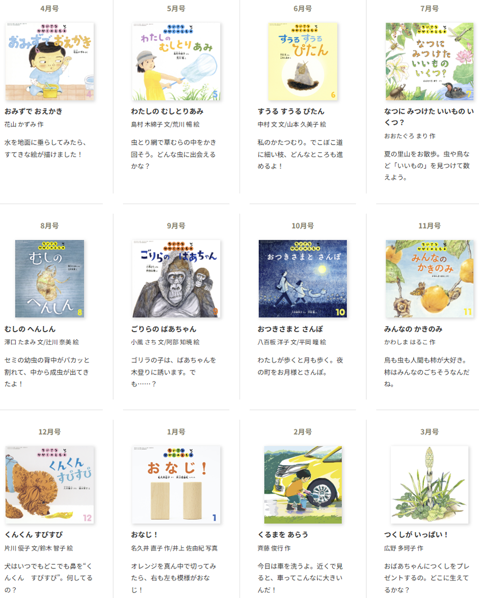 ちいさなかがくのとも 3～4～5才向け 2025年度年間ラインナップ