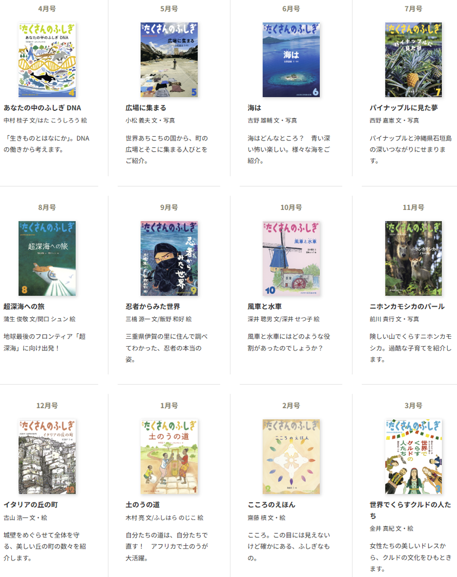 たくさんのふしぎ 小学校3年生から 2025年度年間ラインナップ