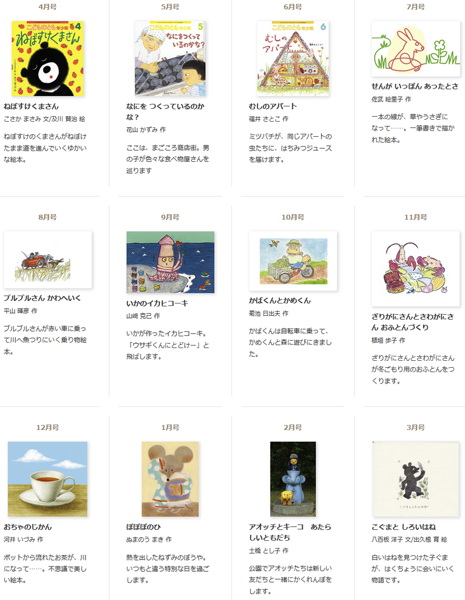 こどものとも年少版2～4才向け 2026年度年間ラインナップ