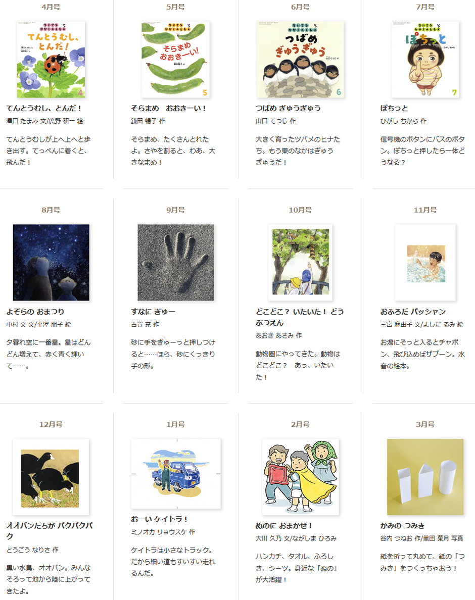 ちいさなかがくのとも 3~4~5才向け 2026年度年間ラインナップ